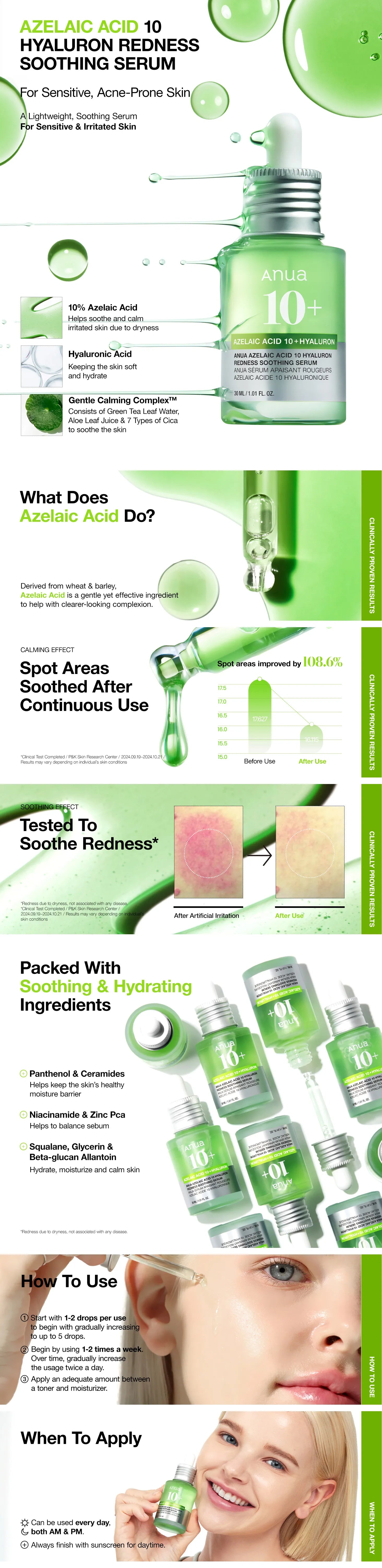 ANUA - Azelac Acid 10+ Hyaluron Redness Soothing Serum Image description