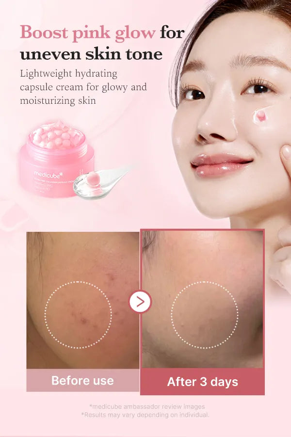 Medicube - PDRN Pink Collagen Capsule Cream image description boost glow for uneven skin tone