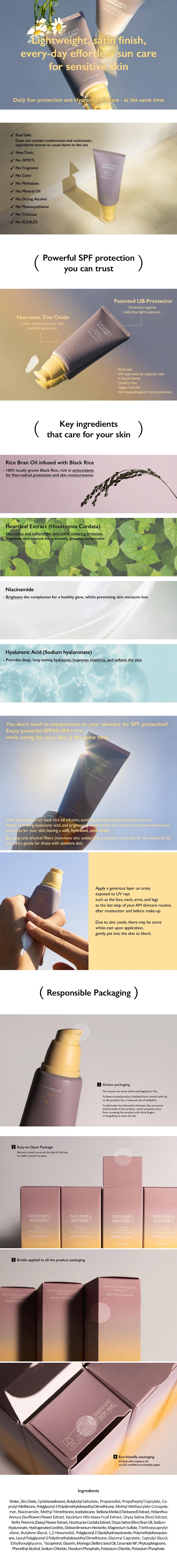 Haruharu Wonder Black Rice Pure Mineral Relief Daily Sunscreen SPF50+ Image Description