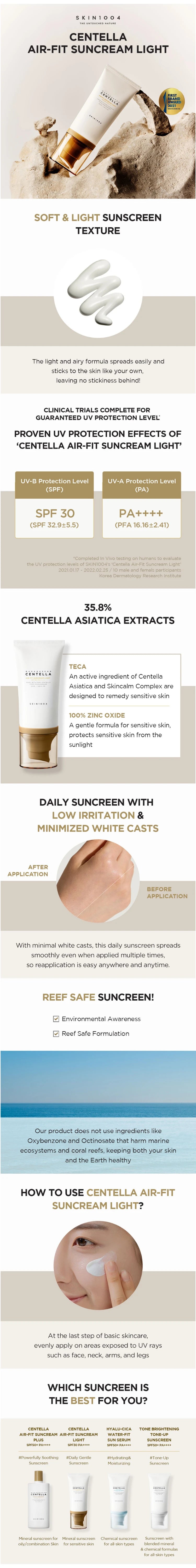 SKIN1004 Madagascar Centella Air-Fit Suncream Light SPF30 Image Desc
