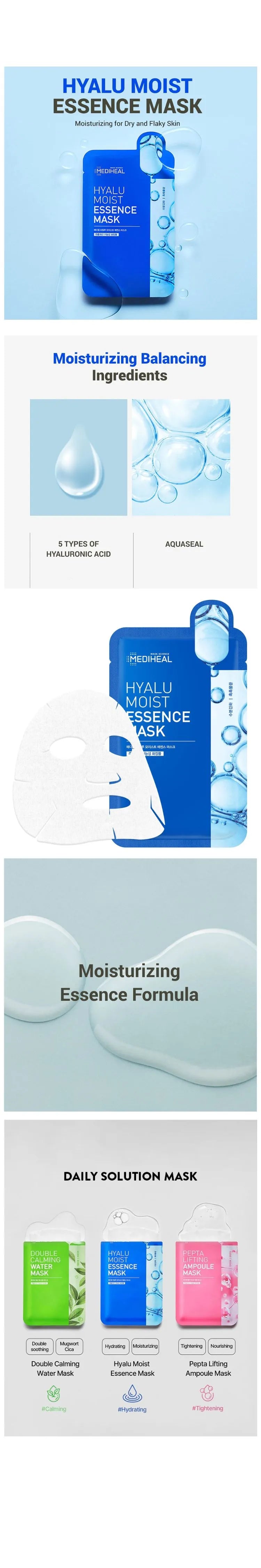 MEDIHEAL - daily solution mask - HYALU MOIST ESSENCE MASK