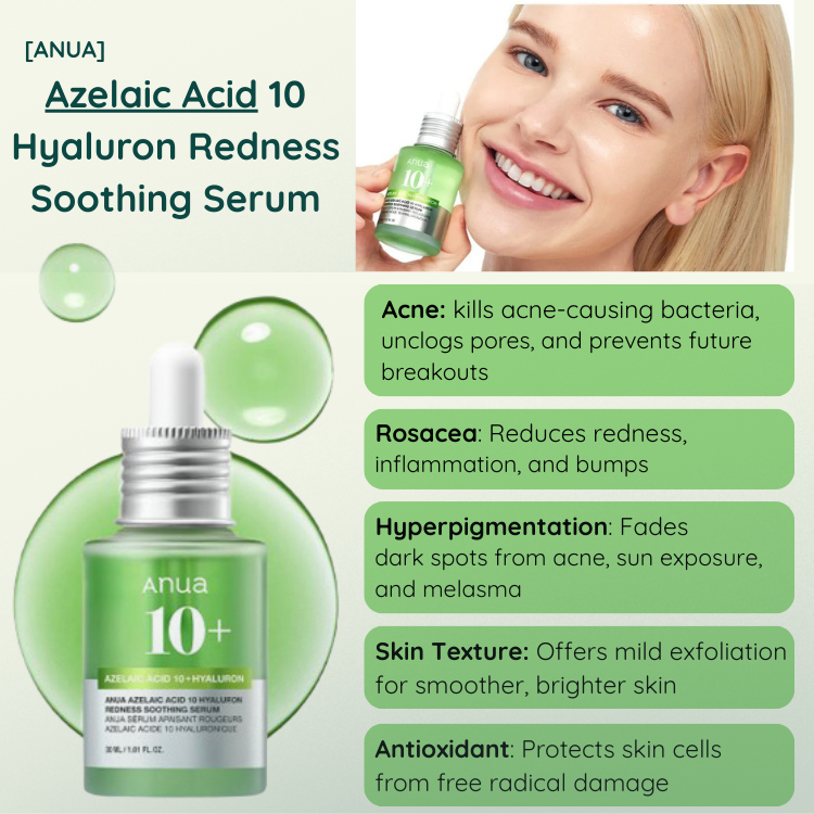 [ANUA] Azelaic Acid 10 Hyaluron Redness Soothing Serum 30ml