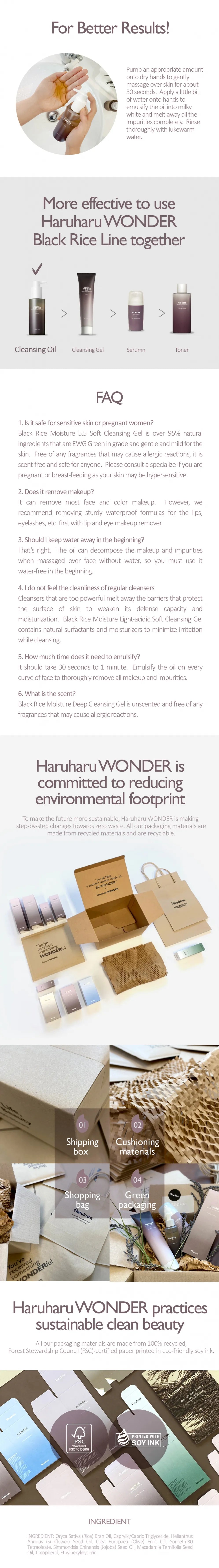 Haruharu Wonder – Black Rice Moisture Deep Cleansing Oil Image Description