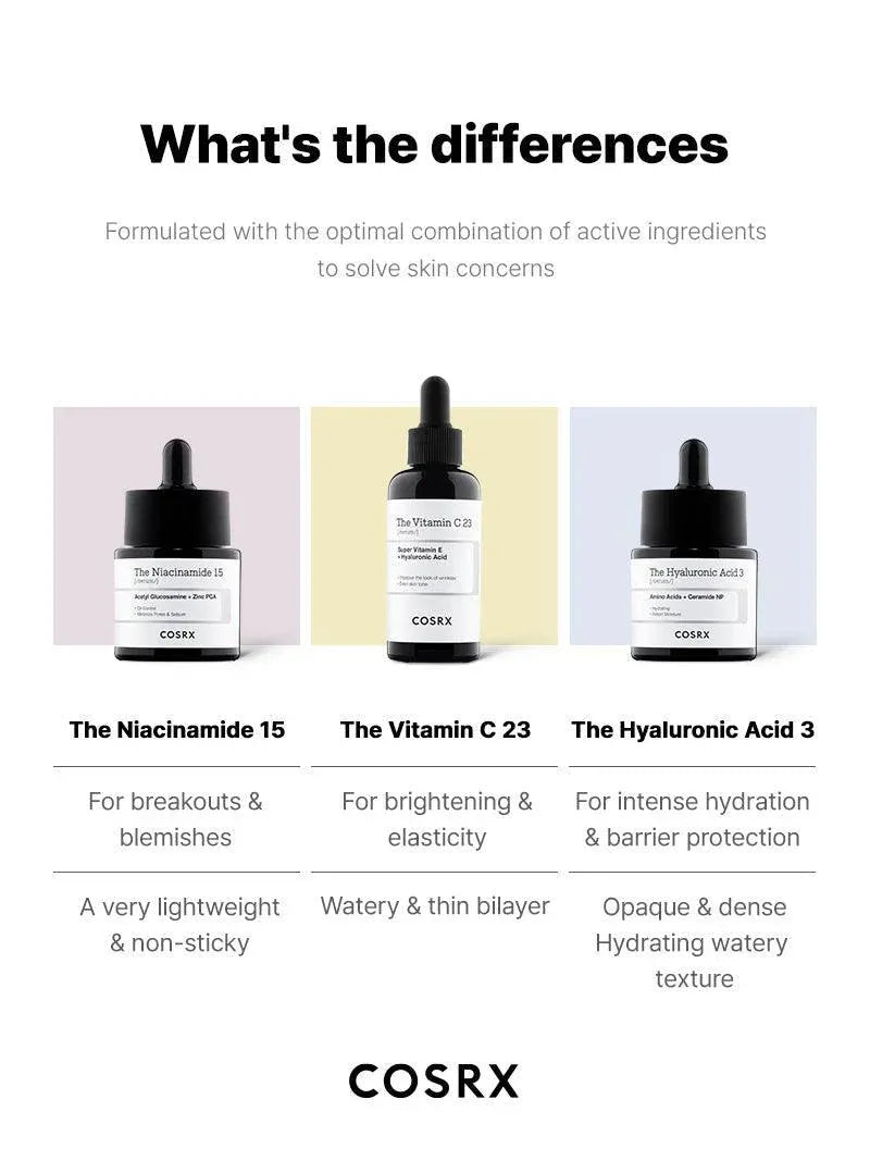 Cosrx Differences between Niacinamid15 Vitaminc23 and Hyaluronic Acid3