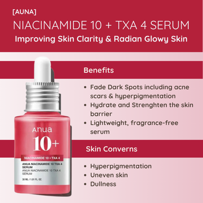 [ANUA] Niacinamide 10% + TXA Acid 4% Serum 30ml