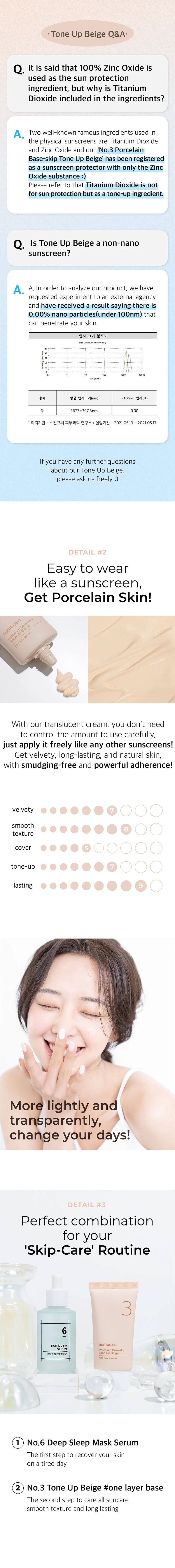 numbuzin No.3 Porcelain Base-Skip Tone Up Beige Image description