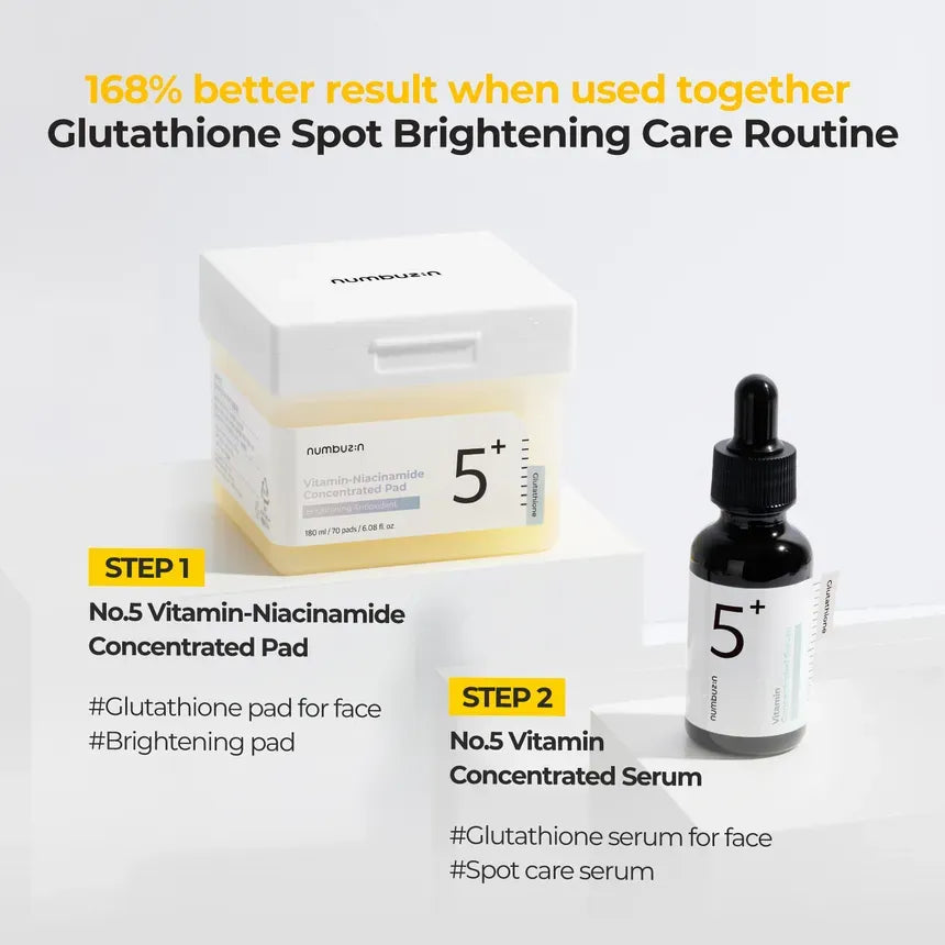 Numbuzin – No.5+ Vitamin-Niacinamide Concentrated Pad Brightening Care routine Image Description